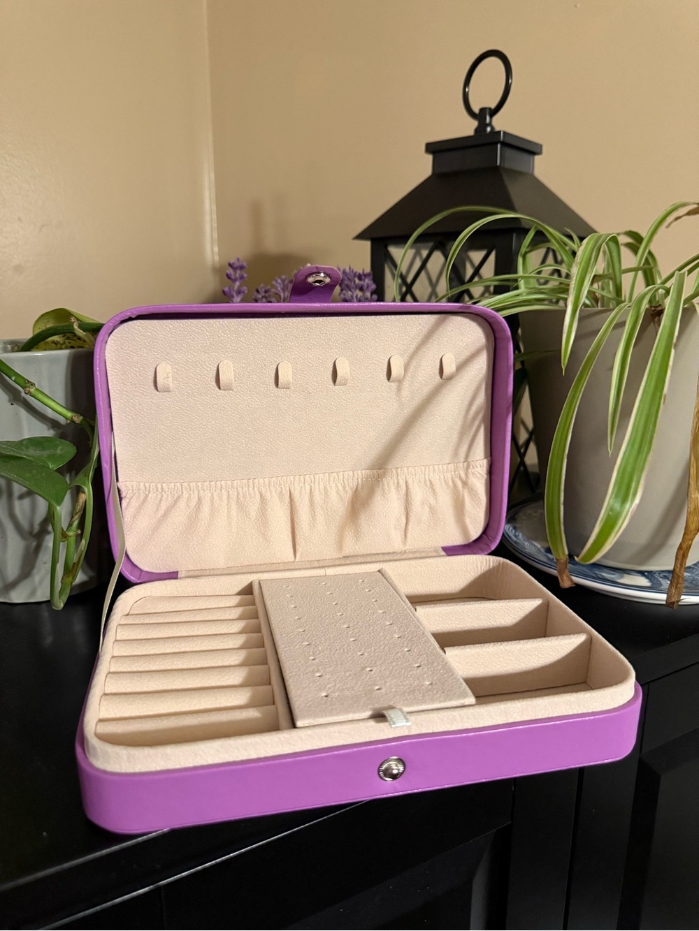 Purple Jewelry Organizer Case - Compact Travel Jewelry Box